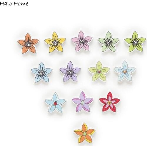 30pcs Lilac Flower Shape Wood Buttons Sewing Scrapbooking Clothing Headwear Handmade Crafts Home Decor Accessories DIY 20mm