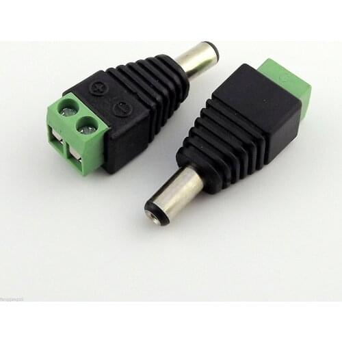50pcs DC 5.5mm x 2.1mm 2.1 Male CCTV LED DC Power Plug Camera Balun Adapter Connector