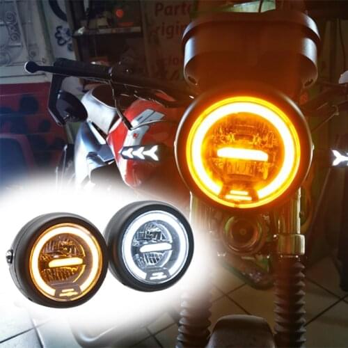 6.5" Universal Retro-motorcycle LED Halo Headlight Cafe Racer Vintage Motorcycle LED Head lamp Motorbike Front Light 6.5 inch