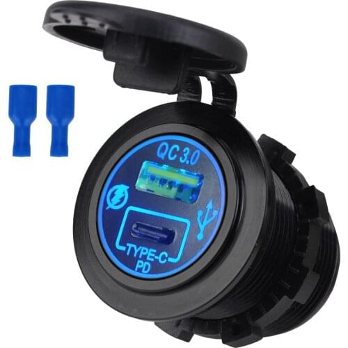 Aluminum Car Charger Socket QC3.0 5A PD Type-C 40W Quick Charge 2 Ports Mobile Phone Charger Adapter in Car USB Car Charge 5V