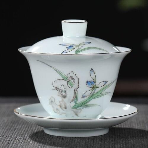 Jingdezhen Ceramic Covered Bowl Hand-painted Kung Fu Tea Set