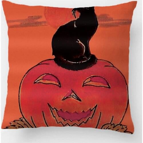 Smiling Jack O Lantern Pumpkin Black Cat Vine Throw Pillow Case Decorative Cushion Cover Pillowcase Customize Gift For Sofa Seat