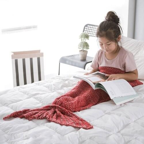 INS Childrens Mermaid Blanket Blanket Fish Tail Blanket Knitted Fishtail Blanket