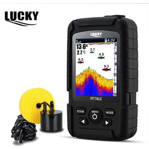 LUCKY Sonar for fishing Echo Sounder Portable Wireless Depth Finders Wireless Fish Finder Sonar Sensor Color 2.8" LCD FF718LiC-T