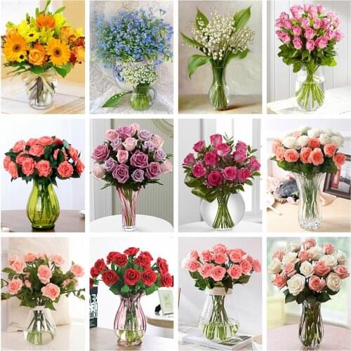 Evershine Diamond Painting Flower Vase Cross Stitch 5D DIY Mosaic Embroidery Full Square Rhinestone Home Decoration Accessories