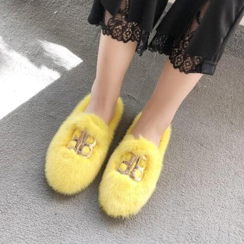 European Station Fashion Luxury 100% Mink Slippers Ladies Furry Fur Slippers Amazing Plush Slippers