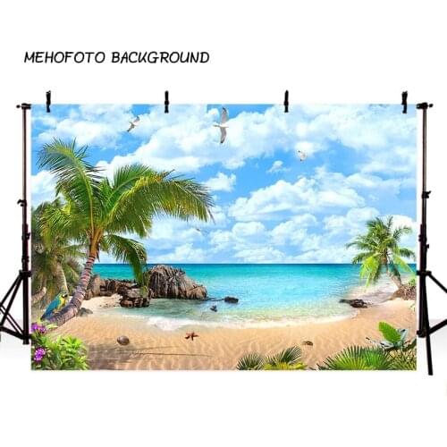 Photography Backdrop Summer Blue Sky Sea Sunny Beach Coconut Tree Background Photophone Photocall Photo Studio Prop F3260