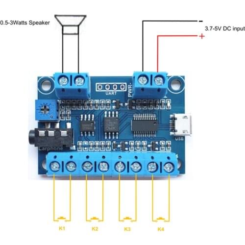 Voice Module MP3 Audio Module Sound Module Low Power Consumption MP3 Module Able to Play Mutiltiple Files on Per Button