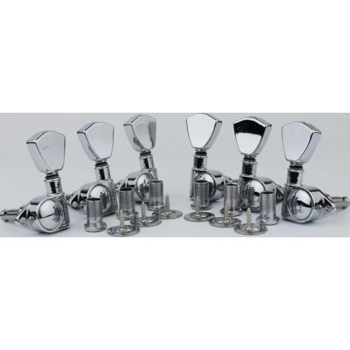 Chrome Guitar Machine Heads(3L+3R Handed)–1:21 Sealed Tuners Tuning Key Pegs Replacement for Electric, Folk or Acoustic Guitars