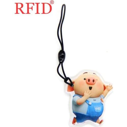 UID S50 1K 13.56Mhz Rewritable Writable NFC IC Card Changeable RFID Dropping Glue Waterproof Cartoon Pattern Key Fob Token Tag 1