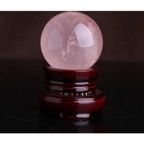 30mm Natural Pink Rose Quartz Crystal Healing Ball Sphere +Stand Home Decoration Ball And Festive Party Parts