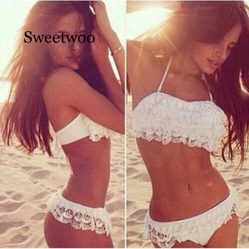 Lace Stitch Bikinis 2020 Mujer Sexy Thong Brazilian Bikini Embroidery Flower Bathing Suit Push Up Swimsuit Female Swimwear Women