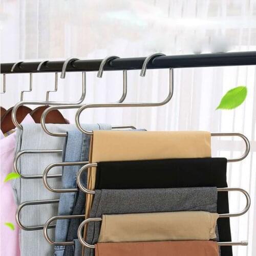 S Shape Multifunctional Clothes Hangers Pants Storage Hangers Cloth Rack Multilayer Cloth Hanger Organizer Decoration Tools