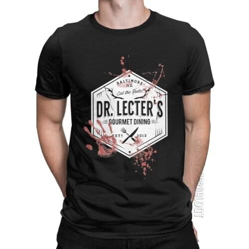 Dr Lecters Gourmet Dining Hannibal Mens T Shirt Lecter Mads Horror Hannigram Tee Shirt Male Tshirt T-Shirt Cotton Tops
