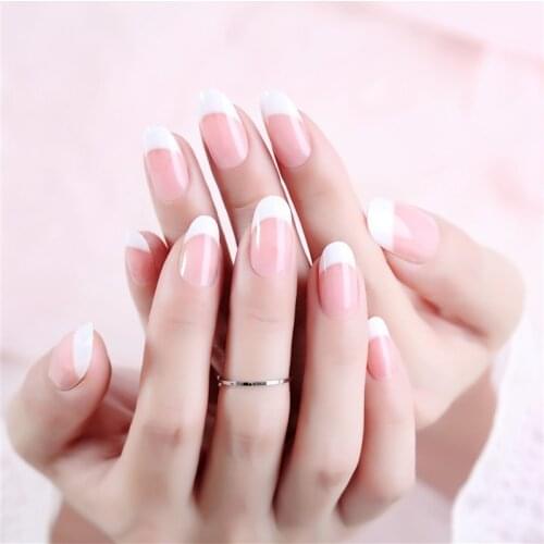 24pcs Natural French False Nail Fake Nail Short Long Natural Nail Tips Acrylic Salon Full Cover Tips Makeup Manicure With Glue