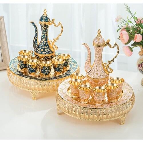 The New Wine Set Liquor Tray Upscale Metal Pattern Jug Wineware Set Whiskey glass Household White Wine Pot Kitchen Accessories