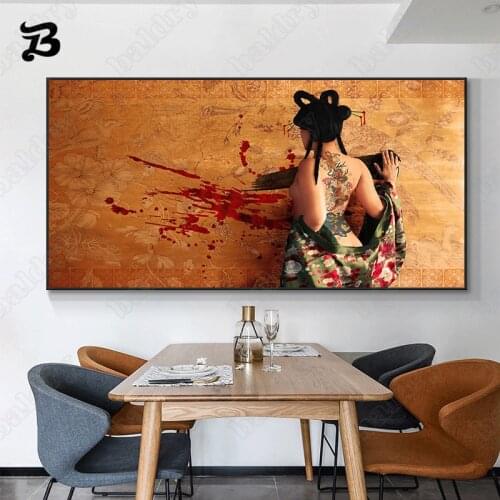 Nude Painting Canvas Abstract Sexy Tattooed Woman Canvas Posters and Prints Modern Wall Art Pictures for Home Wall Decoration