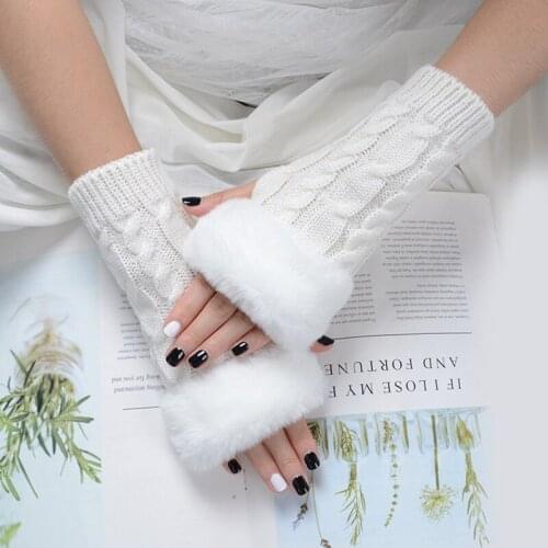 Autumn Winter Solid Color Students Write Keep Warm Korean Knitting Lady Fingerless Protection Hand Hair Mouth Hemp gloves