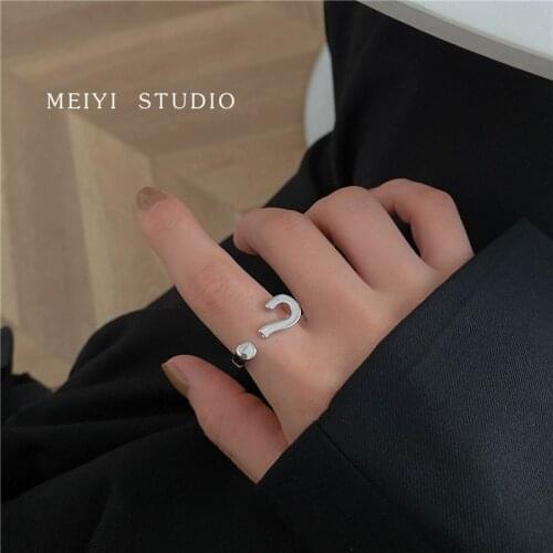 Adjustable opem ring question mark shape woman rings