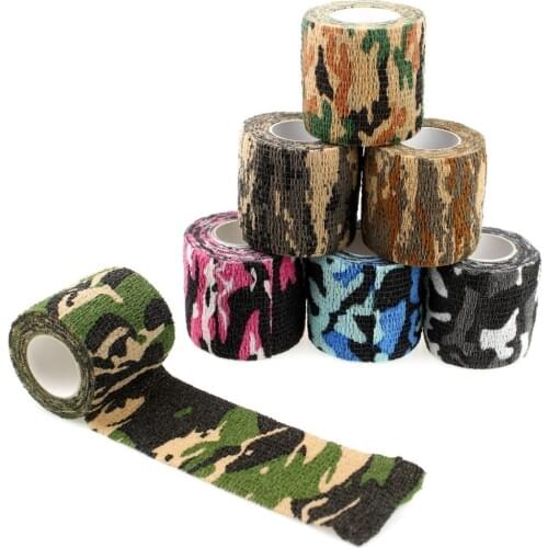 Camping Hiking Self Adhesive Camouflage Elastic Tape Camo Wrap Outdoor Tools Military Tactical EDC Survival Bandage 5*450cm