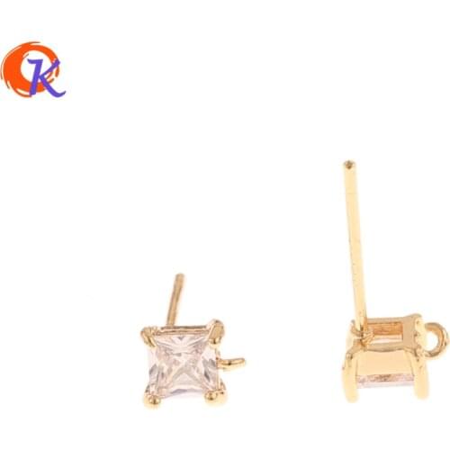 Cordial Design 40Pcs 5*6MM Jewelry Accessories/CZ Earrings Stud/Genuine Gold Plating/Hand Made/Earring Findings/DIY Making
