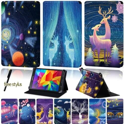 Painting Pattern Series Universal Tablet Case for Samsung Galaxy Tab 10.1/Tab 10.1 LTE /Tab 2/Tab 3/Tab 4 PU Leather Case+Stylus