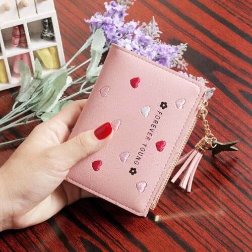 Female Short Student short Wallet New Little Love Coin Purse Lady Korean Fashion Multifunction Zipper mini Wallet