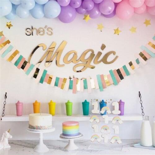 1 Pc Of Creative Fashionable Birthday Party Wedding Party Rectangular Color Cardboard Banner Ornament NN37