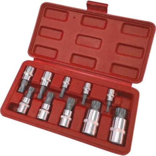 10 Pcs XZN 12 Point Triple Square Spline Bit Socket Set Tamper Proof with Case