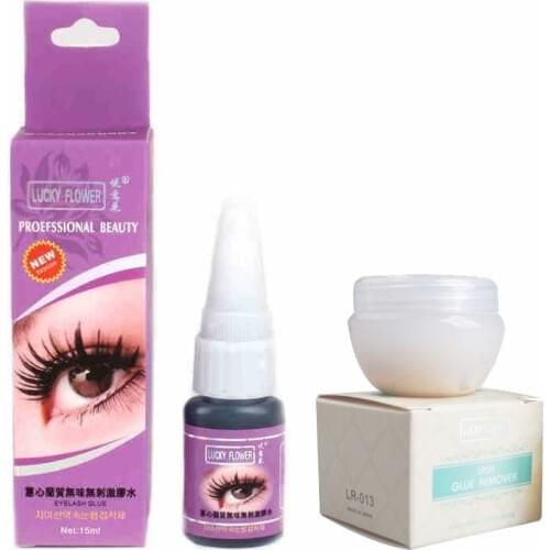 2pcs/set 15ml eyelash glue + 5g eye lashes glue remover excellent no stimulation glue for eyelash extension