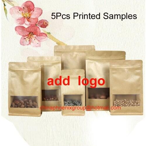 5 pcs stand up paper package food storage bags Customized Printing free shipping