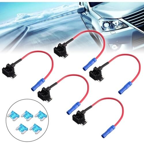 5pcs Add A Circuit Fuse Tap Car Mini Blade Fuse Box Holder Electric Appliance 12V Low Profile Standard Fuse 15A