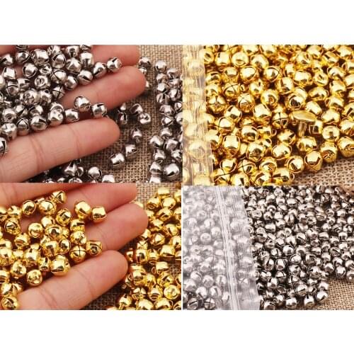 500pcs Metal Gold/Silver Jingle Bells,craft bells Christmas bells crafting bells,Dancing Durable Pet Bells Cross Bells -6mm