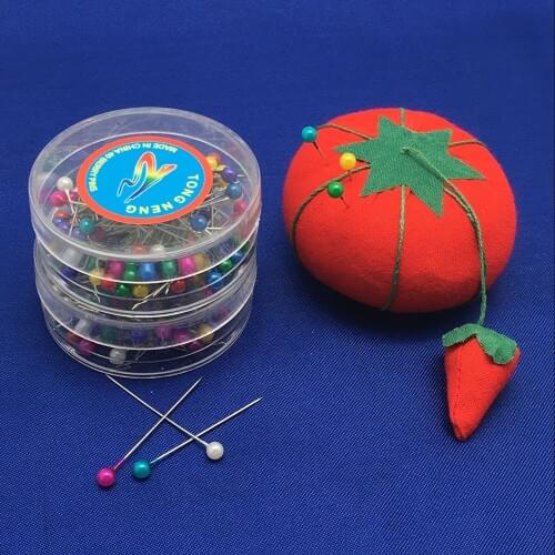 80Pcs/Box Round Pearl Straight Head Pins whit 2 Boxs , Dressmaking Sewing Pin and Craft Tomato style Cushion Set AA7745