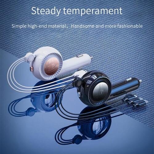 Car Charger Quick Charge 18W PD 1.5M Extension Cable For iPhone Smasung Huawei Mobile Phone Fast Charging 3in 1 For Type-C Port