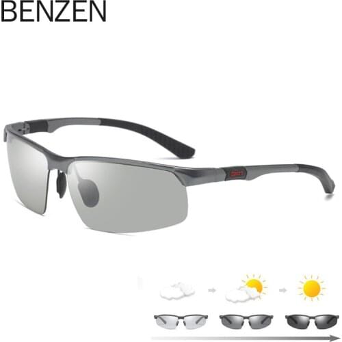 BENZEN Polarized Photochromic Men Sunglasses Male Sun Glasses Change Color Sun Glasses Day Driving Eyewear UV400 Goggles 9382