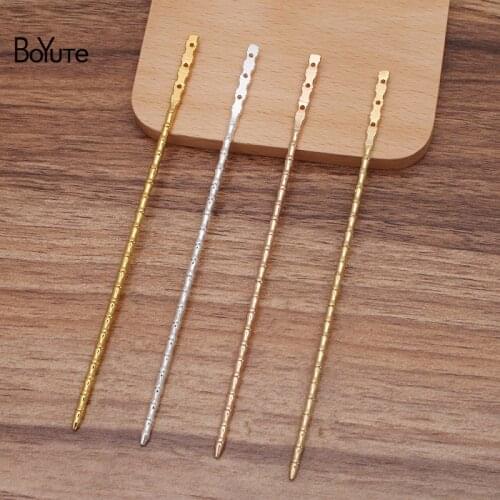 BoYuTe (10 Pieces/Lot) 139MM Metal Brass Bamboo Hair Stick with 3 Holes Handmade Diy Hair Accessories Materials