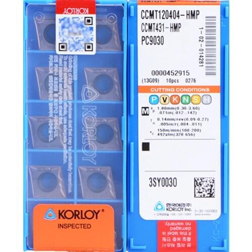 CCMT060204 CCMT09T302 CCMT09T304 CCMT09T308 HMP PC9030 KORLOY Carbide insert Processing: stainless steel