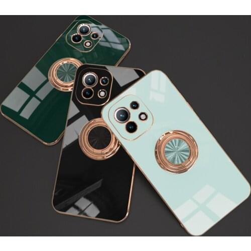 Luxury Ring holder case for Xiaomi 10 11 10T Pro Lite Ultra K30 K40 Pro POCO X2 F2 F3 Pro Gold Plating Metal Stand Phone cover