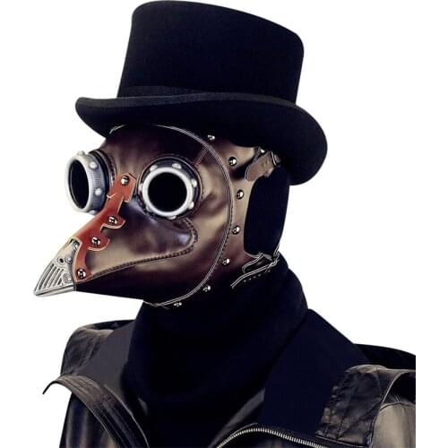 Cospaly Dr. Beulenpest Steampunk Bird Plague Doctor Mask Adult PU Leather Birds Beak Masks Halloween Art Cosplay Carnaval Props