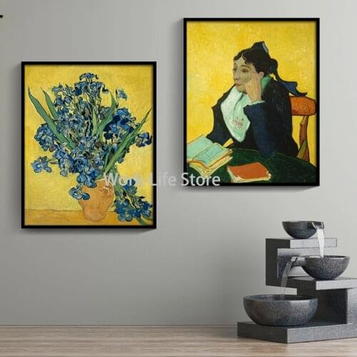 Madame Joseph-Michel Ginoux Irises May ，Vincent Van Gogh Yellow love Canvas Decorative paintings print Home Decor living room