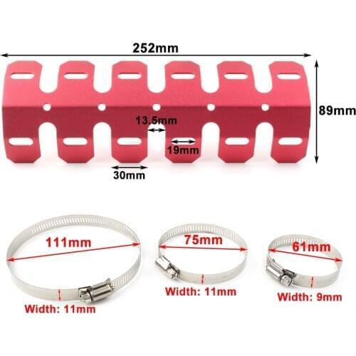 Red Universal Motorcycle Exhaust Muffler Pipe Heat Shield Cover Heel Guard Protector For Dirt Bike