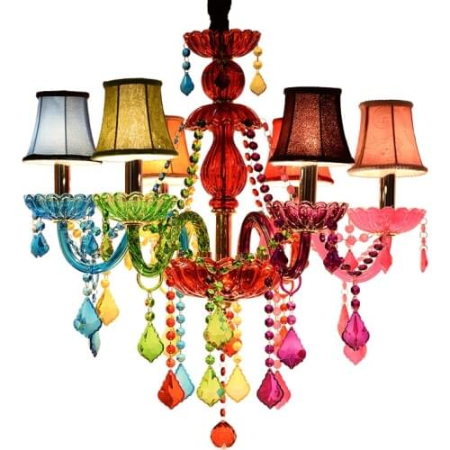 Colorful Crystal Chandelier Childrens Bedroom Chandelier Bar Club Clothing Store Decorated Colored Crystal Chandelier E14 lamps
