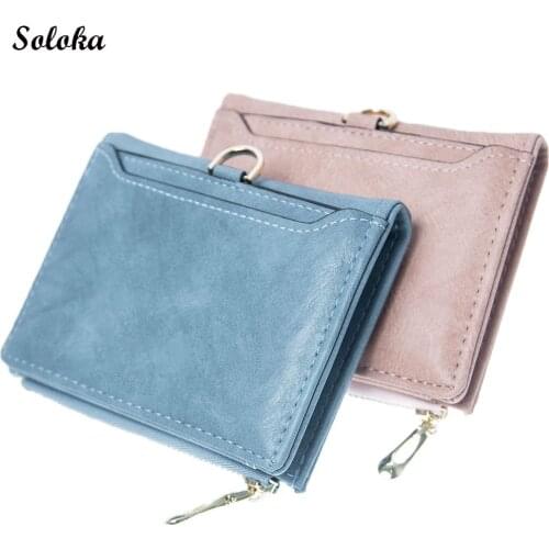Fashion Vintage High Quality Clutch Leather Zipper Coin Bag Money Pocket Credit Card Purses Short Small Luxury Wallets for Women