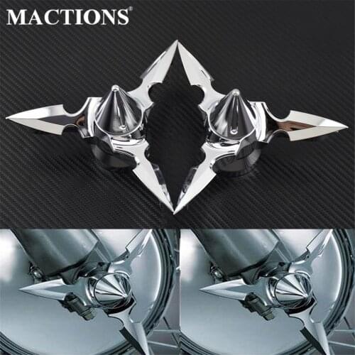 Motorcycle Chrome Front Spun Blade Spinning Axle Caps Trim Cover Aluminum For Harley Sportster XL XG Softail Touring Dyna Trike