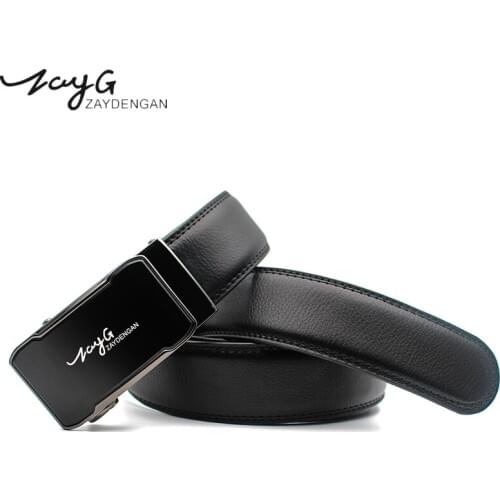 ZAYG Mens casual alloy Automatic Buckle Cowhide Belts Men Fashion Luxury Belts For men Designer Leather Men High Quality Belt