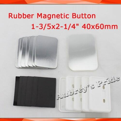 Rectangle 40x60mm 100 Sets NEW Professional Soft Rubber Magnetic Badge Button Maker Metal Back Button Supply Materials