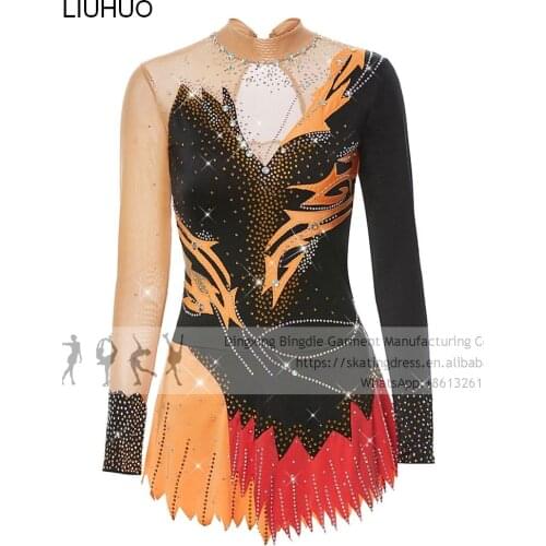 Ice Skating Dress Girls Women Elegant Purple Rhythmic Gymnastics Leotards Competition Performance Dance Adult Dresses