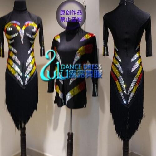 Black tassel Latin Ballroom Dance Dress Latin dance dress latin dance dress Latin Dance Competition Dress