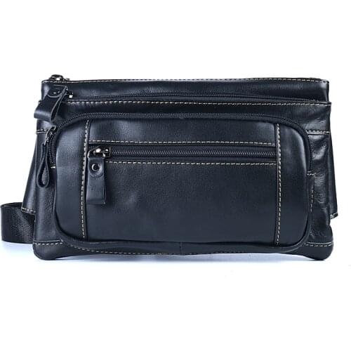 Waist Bag men genuine leather Waist Bags Multi-function Pockets Outdoor Sports waist belt bag Travel waistbag for Phone Coins